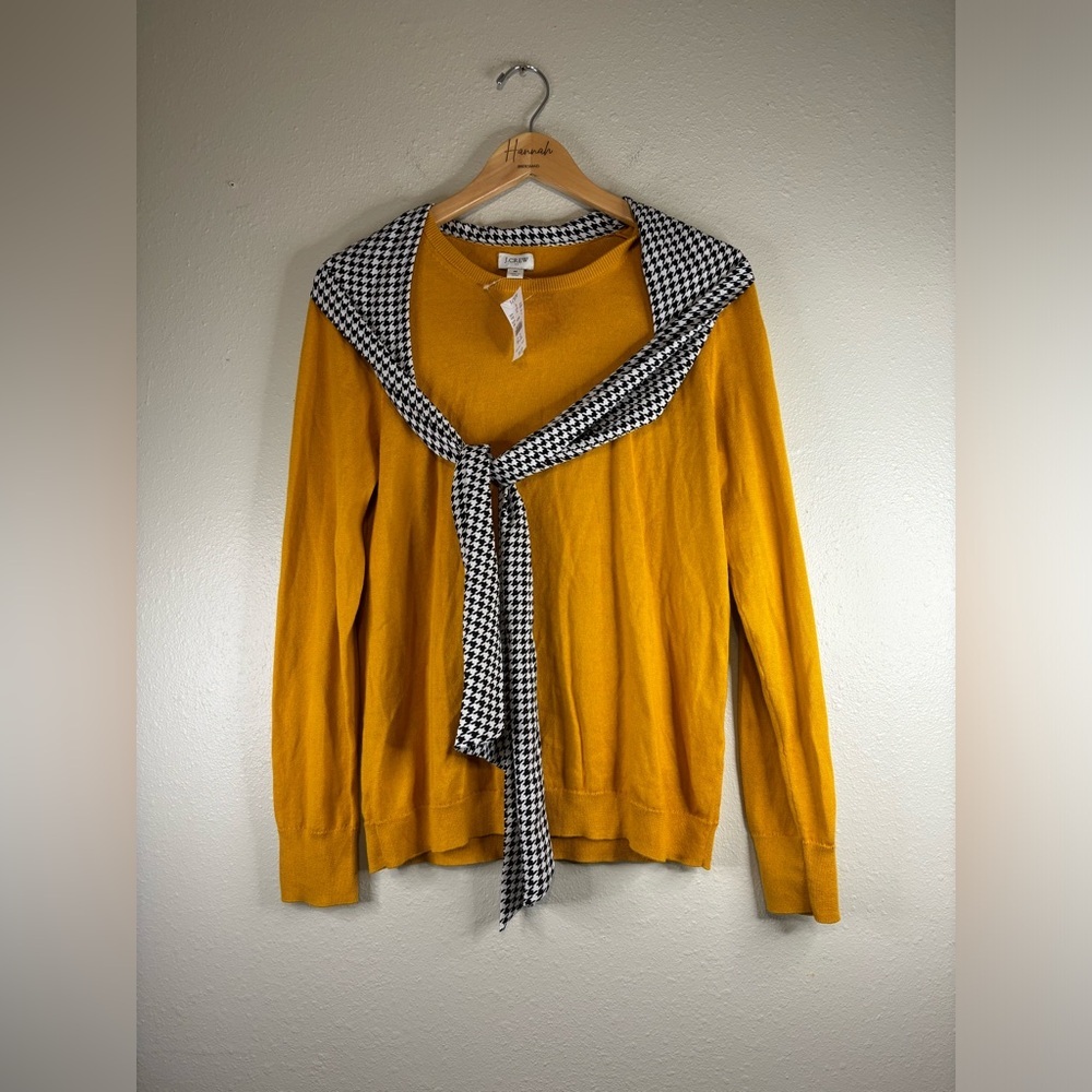 J. Crew Long Sleeve Sweater With Scarf | Medium | Mustard Yellow